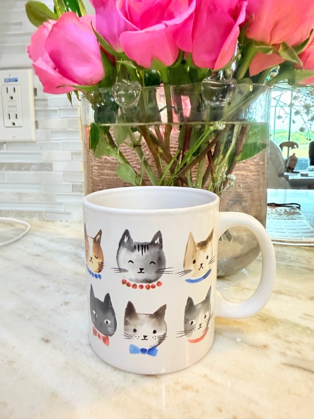 Sur La Table Mug - Cats, Cat with Pearls & Bow Tie